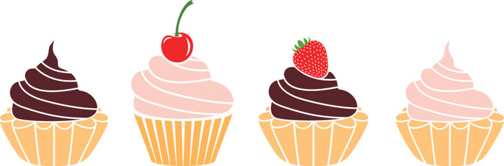 Cake set. Isolated cake on white background