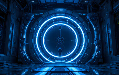AI blue circle gate futuristic version