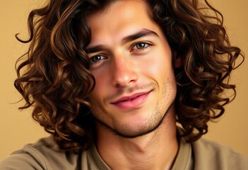 Relaxed male portrait with long hair and soft focus