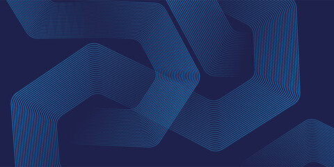 Modern abstract blue background with glowing geometric lines. Blue gradient hexagon shape design. Futuristic technology concept.