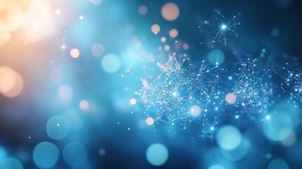 Abstract Blue Network:  Digital Connections and Futuristic Technology