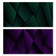 Abstract polygonal pattern. Set of two dark gradient polygonal backgrounds. Background design, cover, postcard, banner, wallpaper