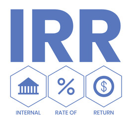 IRR - internal rate of return. acronym business concept. vector illustration concept with keywords and icons. lettering illustration with icons for web banner, flyer, landing page, presentation