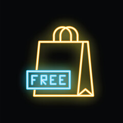 Neon shopping bag with glowing free sign is an eye catching illustration of a special offer