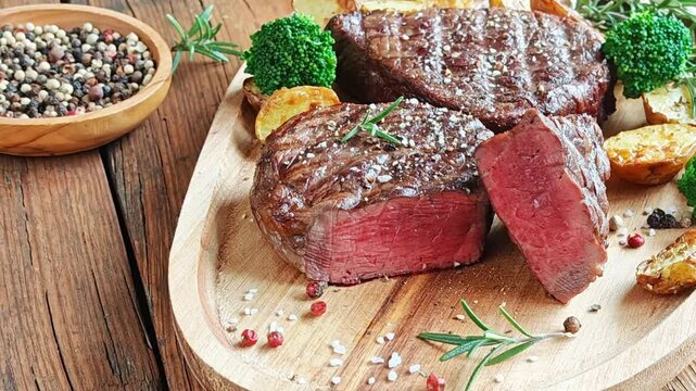 Saftiges Rinder Steak medium gegrillt