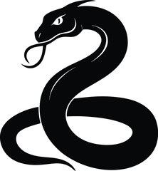 Fototapeta premium Snake icon, snake vector silhouette, Curved snake animal design illustration 
