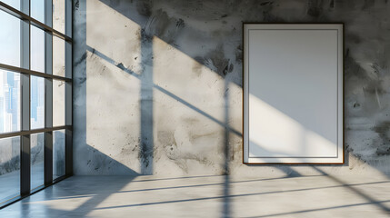 An empty poster frame in a modern office interior. generative ai.