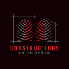 Brick laying construction combined with initial letter X logo design. Construction logo design template 