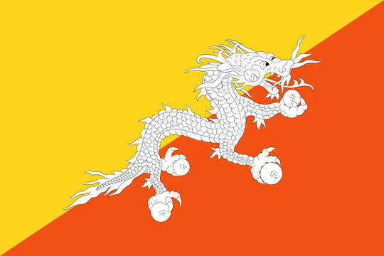 Bhutan national flag. Flag of Bhutan