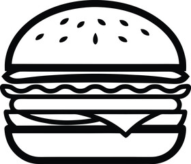 Burger silhouette, Burger illustration silhouettes in white background, food design  