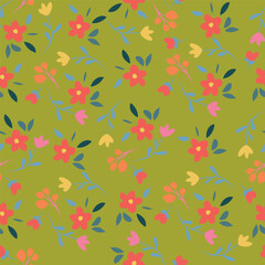 Ditsy Flowers Seamless Pattern. Fashionable print for textiles, wallpaper and packaging