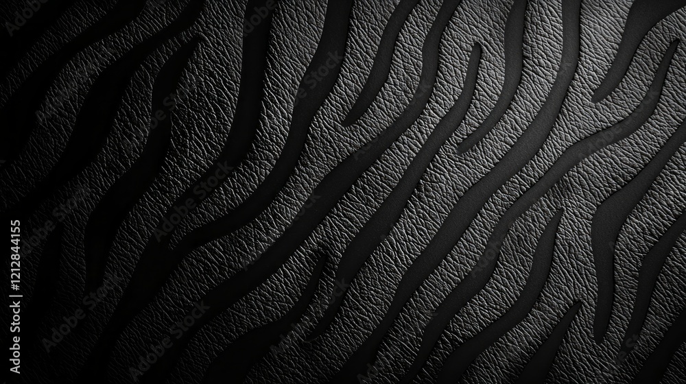 Poster This artwork features a captivating monochrome zebra print pattern, highlighting the intricate curves and textures that create a sense of depth and sophistication in modern decor