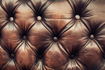 Fototapeta premium Richly textured aged leather creates a warm and inviting atmosphere in a modern setting with antique style details