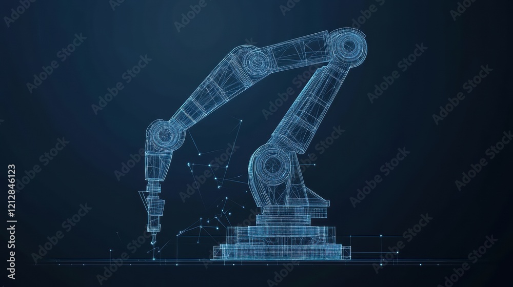Poster robotic arm holding a blueprint for engineering and design projects in a modern workspace environmen