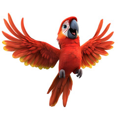 Obraz premium Scarlet Macaw Flying Tropical Bird Wildlife Exotic Parrot Jungle Bird Vivid Colors B