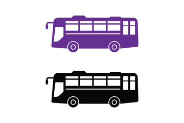 bus silhouettes with white background and color versions vector illustration, vector city bus silhouettes, logos, icons