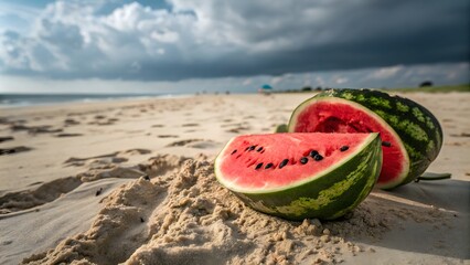 watermelon on the beach