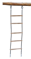 hanging ladder on the metal rope on white