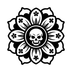 Solid style icon of skull tattoo