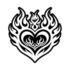 Flaming heart icon designed in solid style