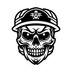 A filled style icon of skull cap symbol