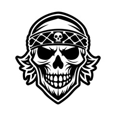 A glyph style icon of skull bandana symbol