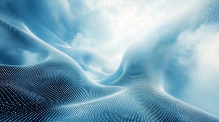 Naklejka premium Abstract Blue Gridded Landscape Digital Art