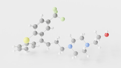 flupentixol molecule 3d, molecular structure, ball and stick model, structural chemical formula typical antipsychotic