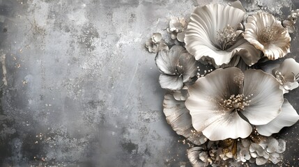 Obraz premium Elegant White Flowers Against Textured Gray Background