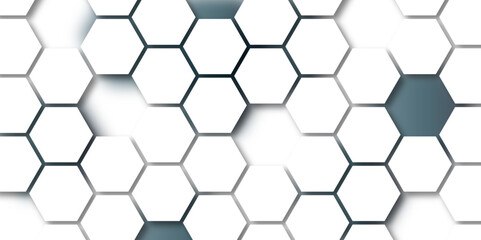 Abstract seamless honeycomb hexagon background. Geometric texture white gray pattern design.
