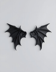 3d abstract black demon wings background, professional photography, with white tones