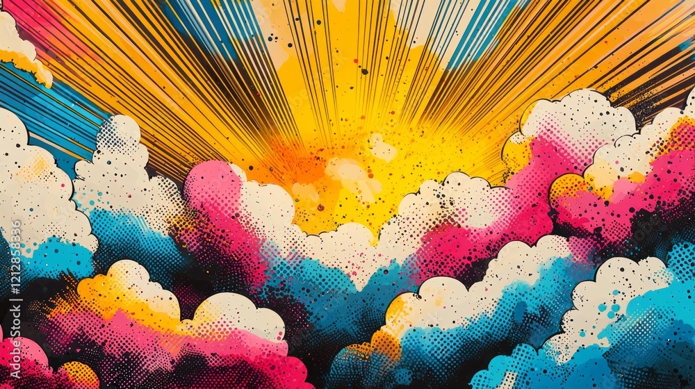 Poster a striking display of colorful explosion captivates the viewer, with bright hues of pink, blue, and 