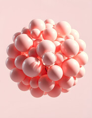 Fototapeta premium Cluster of abstract spheres, 3d render, studio lighting, with white tones