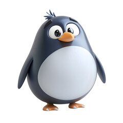 Fototapeta premium Cute Cartoon Penguin 3D Render Winter Animal Adorable Bird Happy Friendly Antarctic