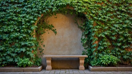 Serene garden retreat with ornate bench