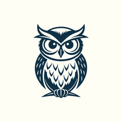 Owl silhouette vector line art logo design