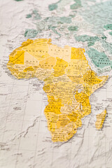 Fototapeta premium World map. African countries on the geographical map, world tourism, destination. Political map close-up photo.