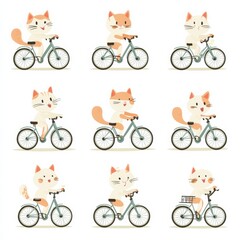 Obraz premium Playful Cats Riding Bicycles Joyful Adventure