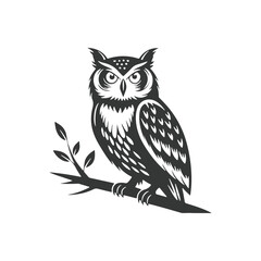 Owl silhouette vector line art logo design