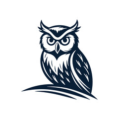 Owl silhouette vector line art logo design