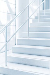 Obraz premium A stunning white staircase showcasing modern, minimalistic design elements.