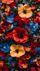 Fototapeta premium Vibrant floral arrangement, close-up, studio, textured background, wedding decor