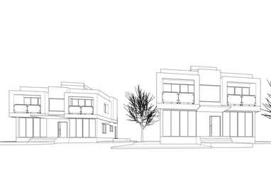 house building architecture 3d illustration