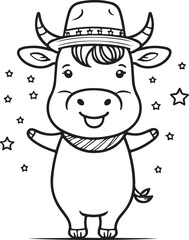 Fototapeta premium A cow coloring page line art design in white background