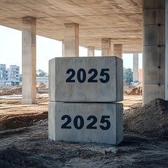 2025 concrete numbers standing in construction site