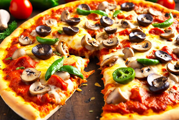 pizza with salami and olives