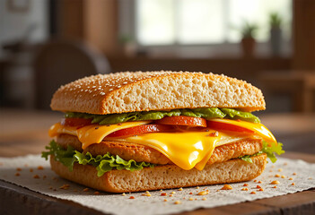hamburger on a wooden background