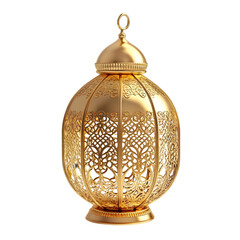 Elegant Gold Metal Lantern  Ramadan Decor  Festive Islamic Lamp  Intricate Design
