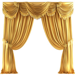 Luxurious Gold Stage Curtains  Draped Fabric  Theater  Elegant Decor  Golden Swag