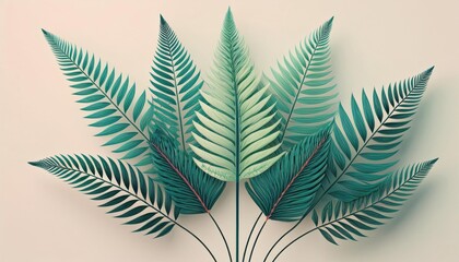 Naklejka premium Lively green ferns arranged beautifully evoke the essence of spring and natural growth.